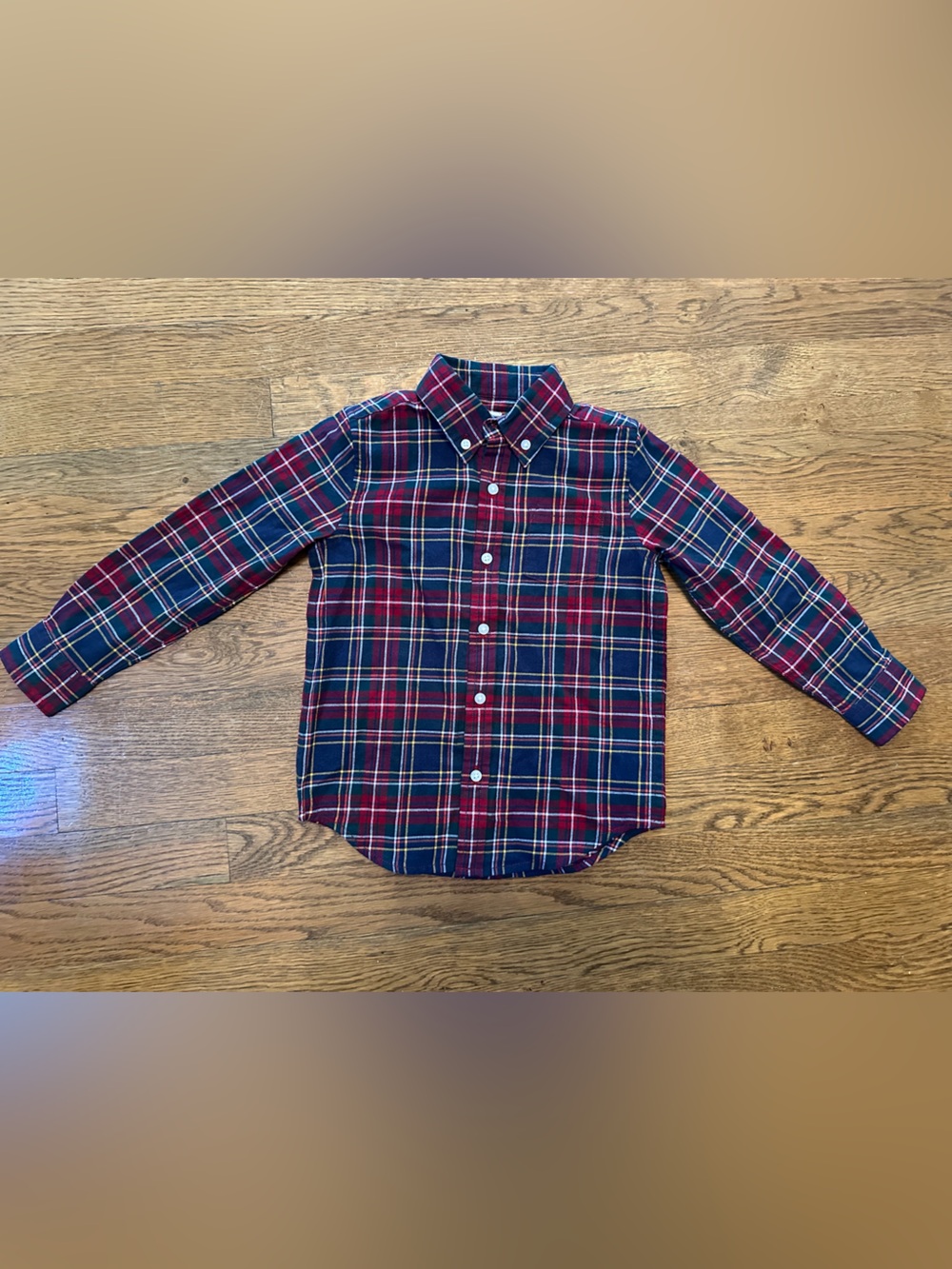 NWT Janie and Jack Classic Boy’s Red and Navy Plaid Button-Up Shirt size 4